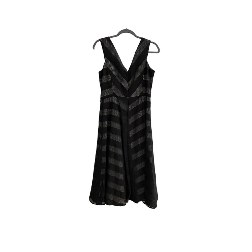 Maggy London Check Stripe V-Neck Fit & Flare Dress